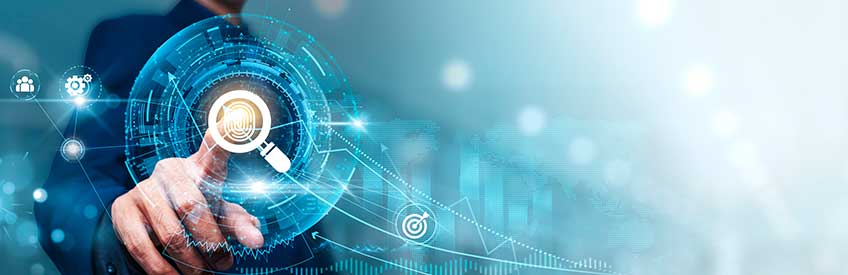 Businessman touching connect to data information on cyberspace, cybersecurity, data recovery, incident response, evidence analysis, network forensics.